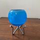 Pair of vintage candle holders 80s in stainless steel and glass paste