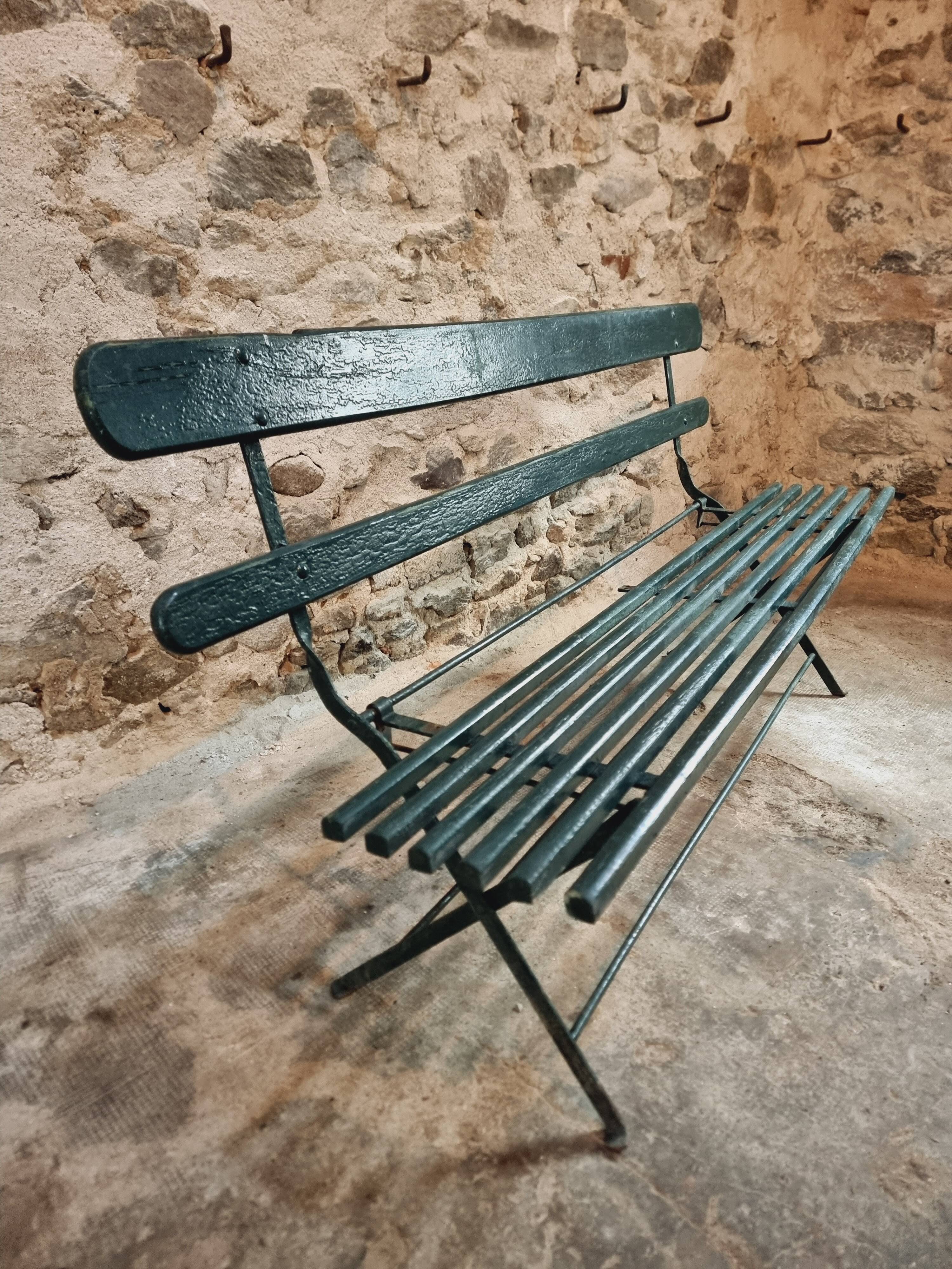 Antique folding garden bench – France – 1930s
