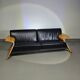 Harvink Mazurka Black Leather Sofa 1980s