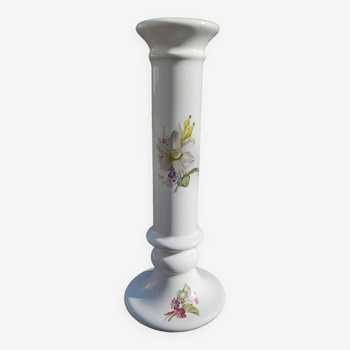 Vintage white candle holder with floral pattern