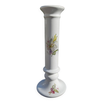 Vintage white candle holder with floral pattern