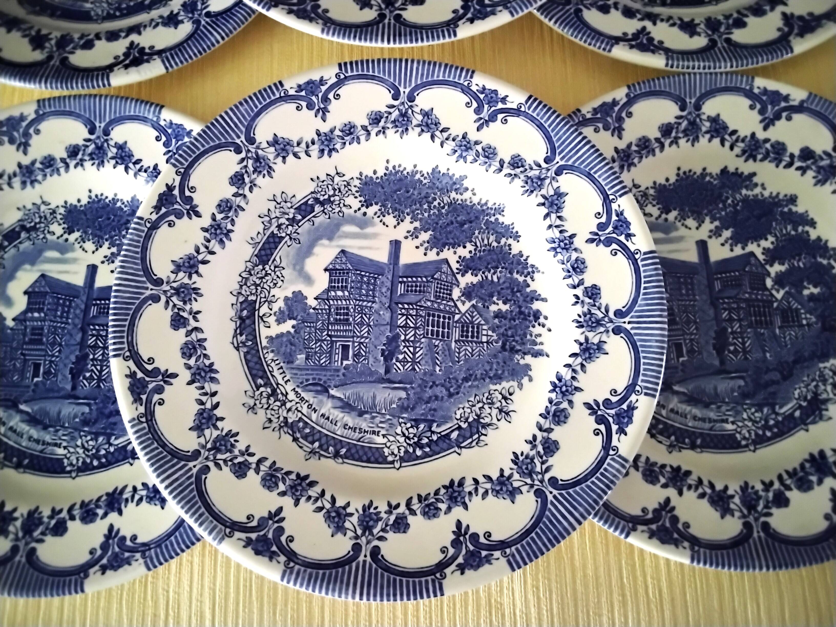 6 Staffordshire dessert plates