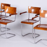 Set Of 4 Restored Bauhaus Beech Armchairs Designed by Mart Stam, 1930s, Czechia, High Gloss