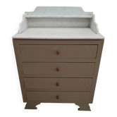 Antique commode revamped with a marble top, vintage dressing table.
