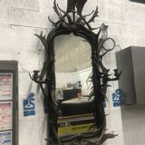 Mirror black forest real antler mirror with lights