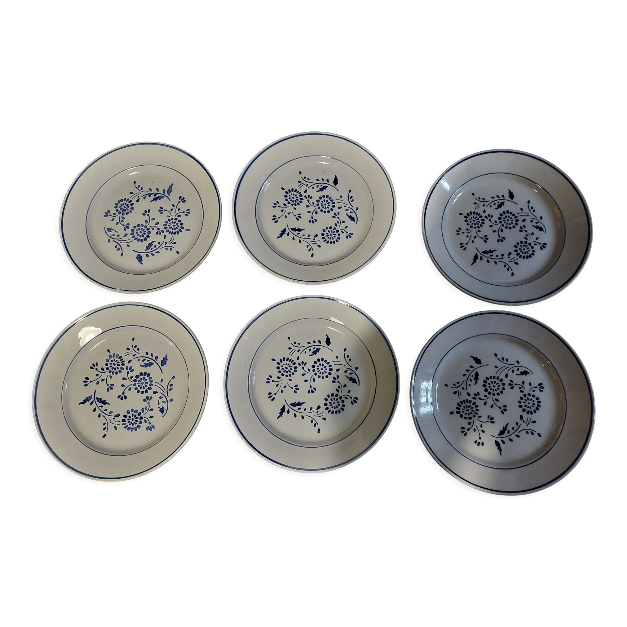 Flat plates series of six Lunéville decoration Aronde