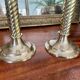 Pair of twisted brass column candle holders