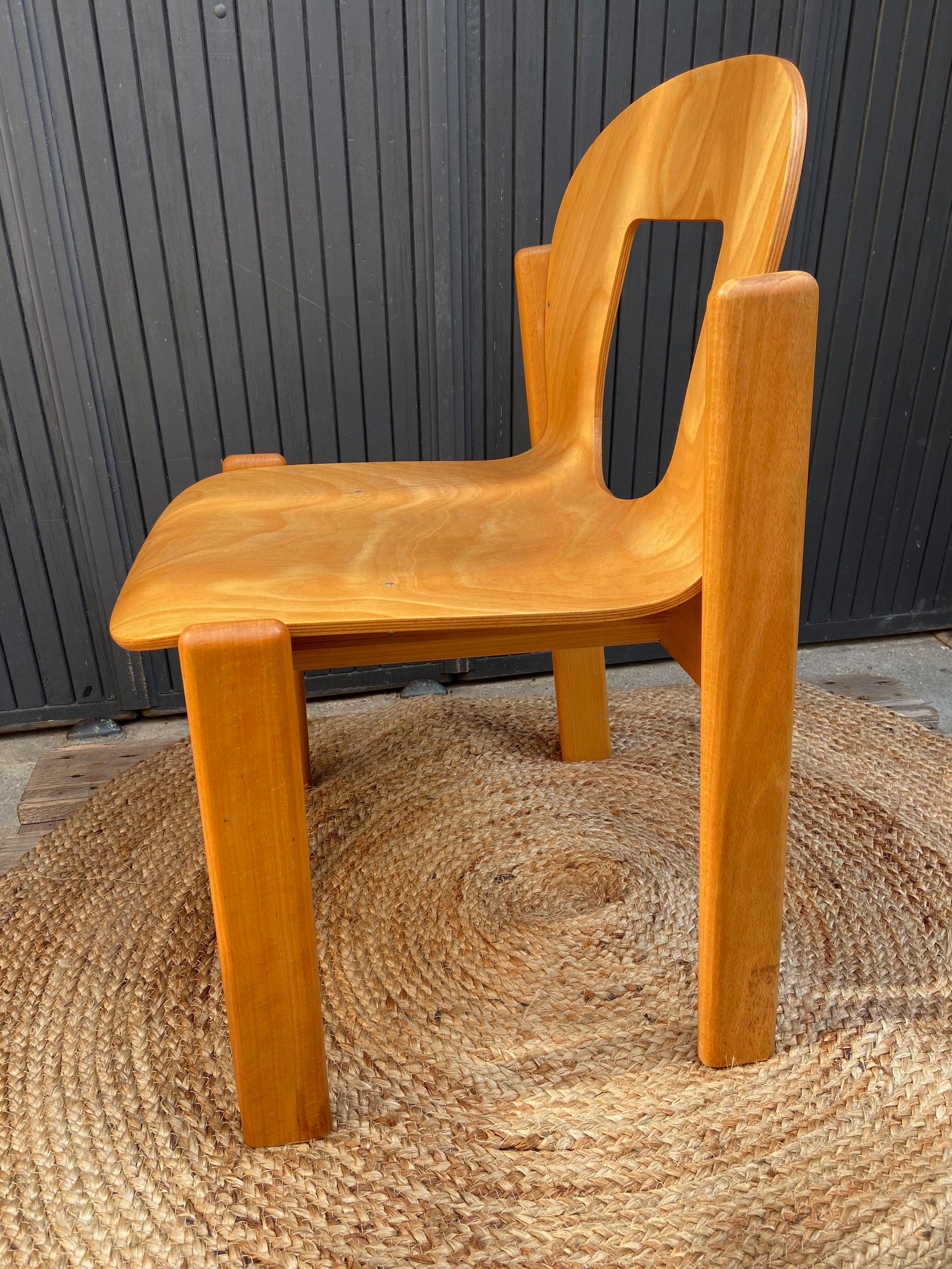 Chaise en hêtre contreplaqué moulé années 70