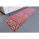 Vintage Turkish Hand-Knotted Wool Cotton Pink Runner Rug 90x298
