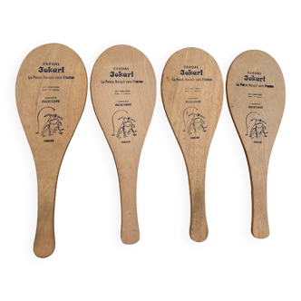 Set of 4 Jokari Basque pelota rackets in wood vintage