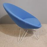 Paire de fauteuils bas bleus italien 1950