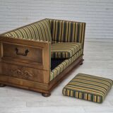 1960s, Danish drop arm sofa, furniture wool, oak wood, orginal condition.