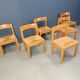 Vintage oak and wicker dining chairs, 1960s