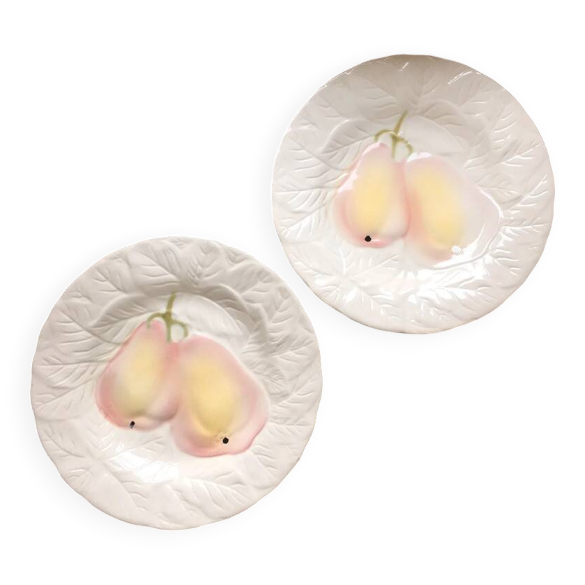 2 Assiettes Barbotine Salins Poire 19.5 cm