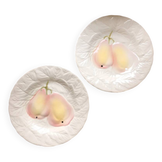 2 Barbotine Salins Pear Plates 19.5 cm