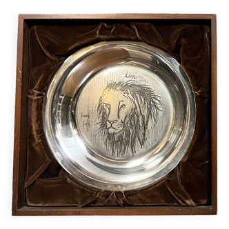 Bernard buffet publisher's medal: etched silver plate representing a lion (1976)