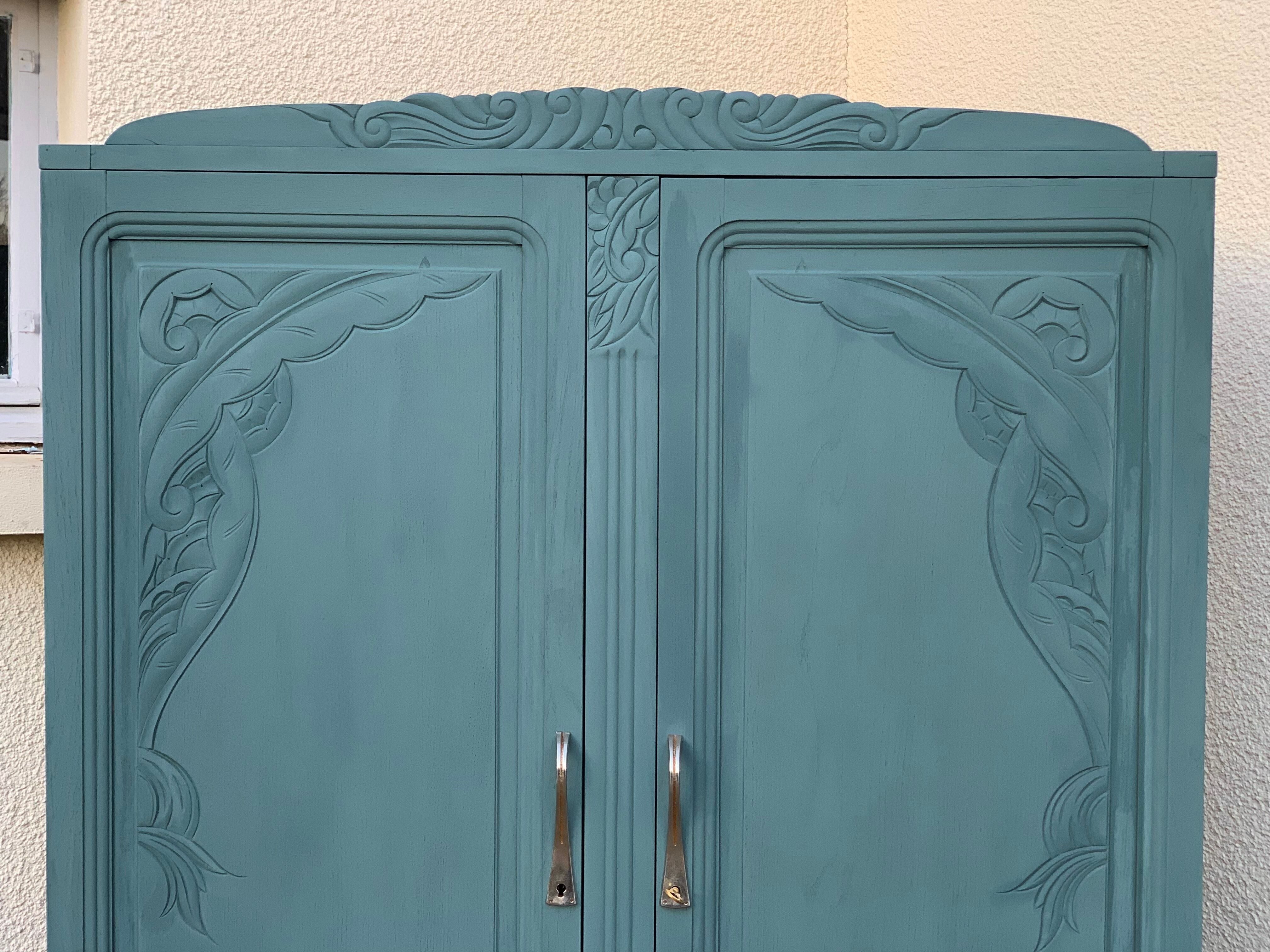 Parisian art deco wardrobe blue gray 1930