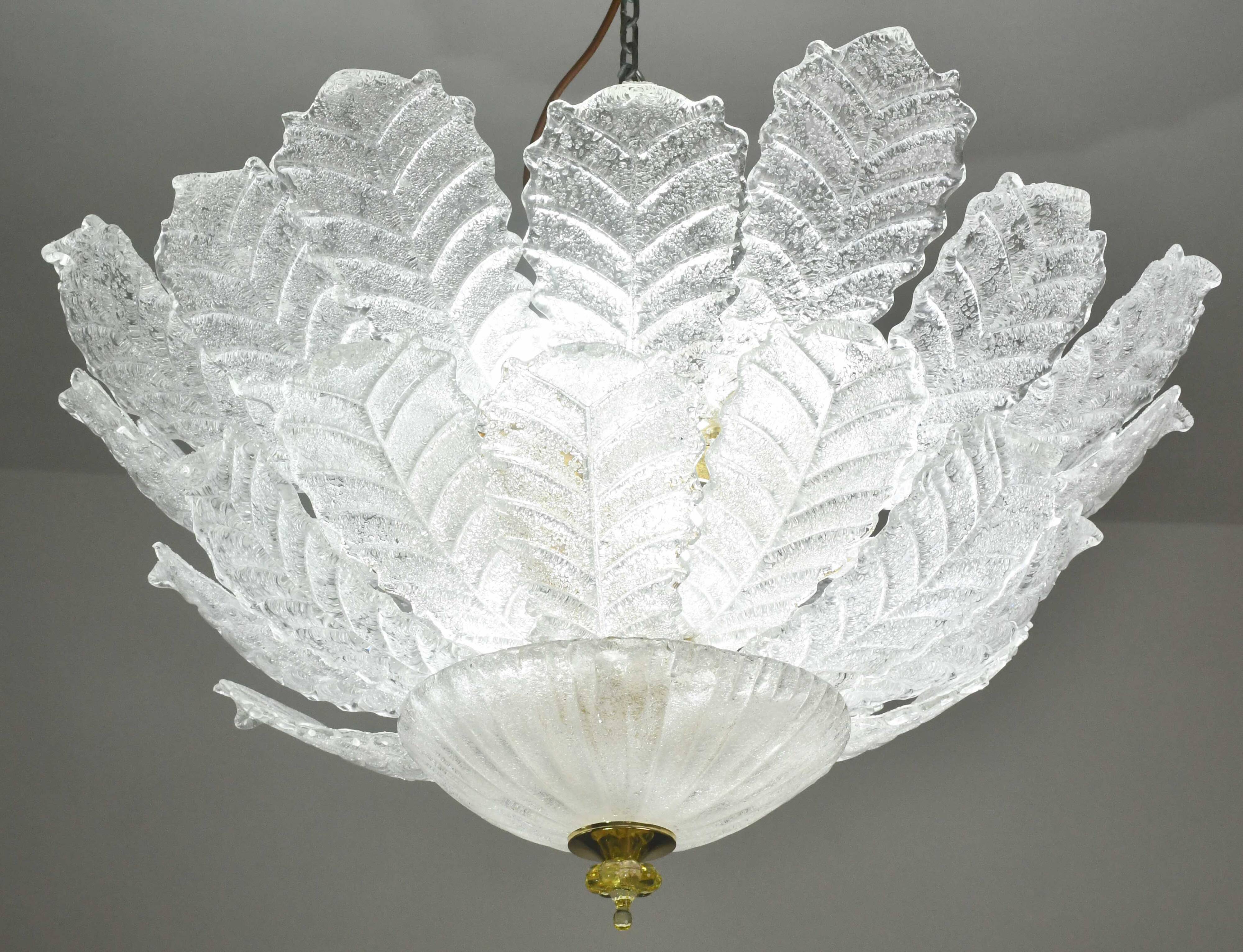 Florence, large size Murano clear transparent vintage glass ceiling light