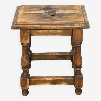 vintage brutalist wooden stool