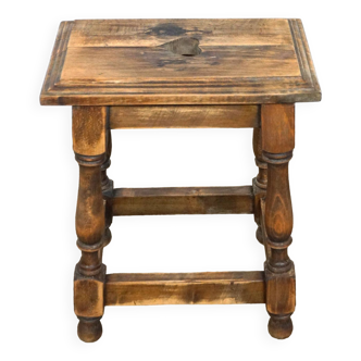 vintage brutalist wooden stool