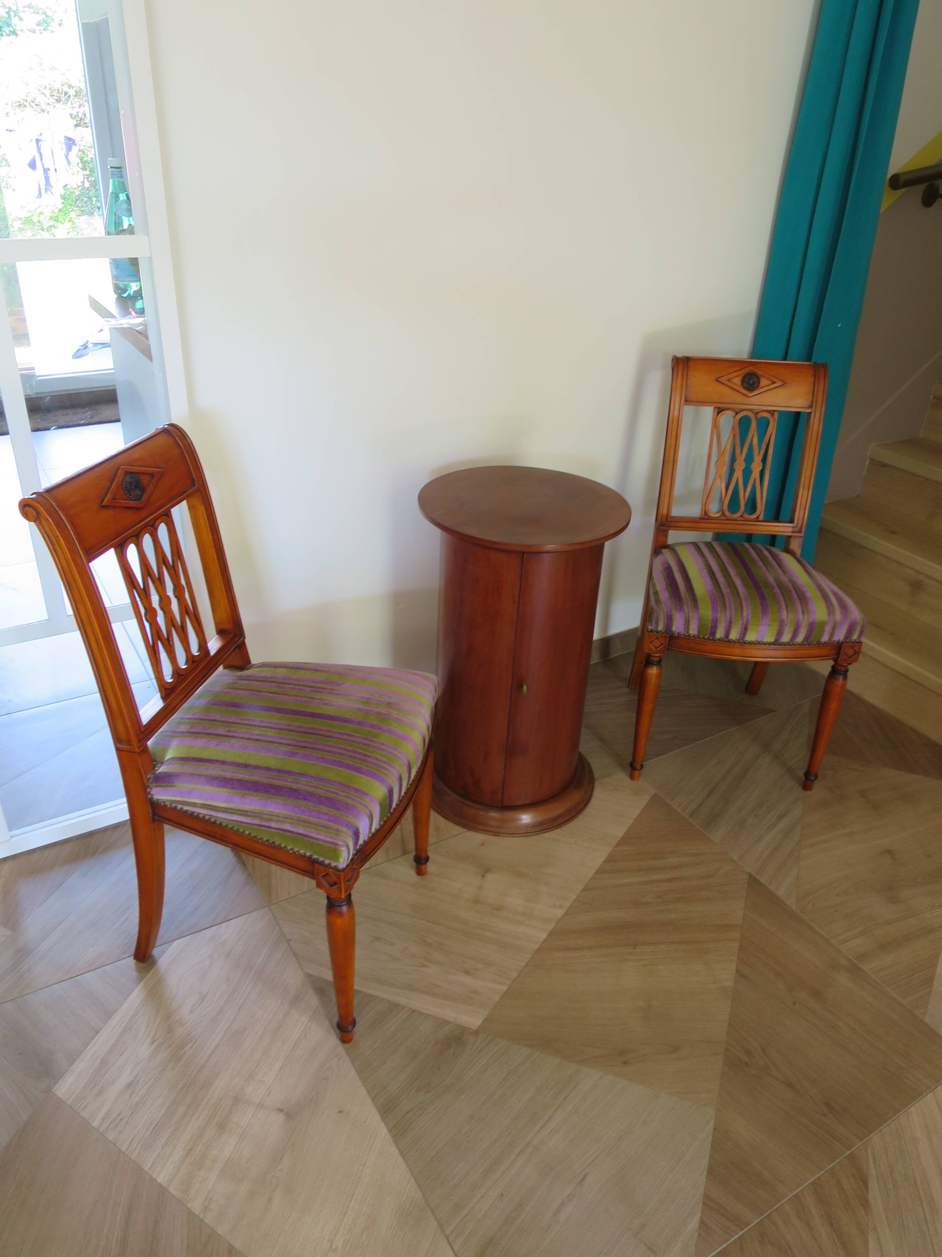 Set of 2 Purple and Green Tapestry Chairs - Cherry