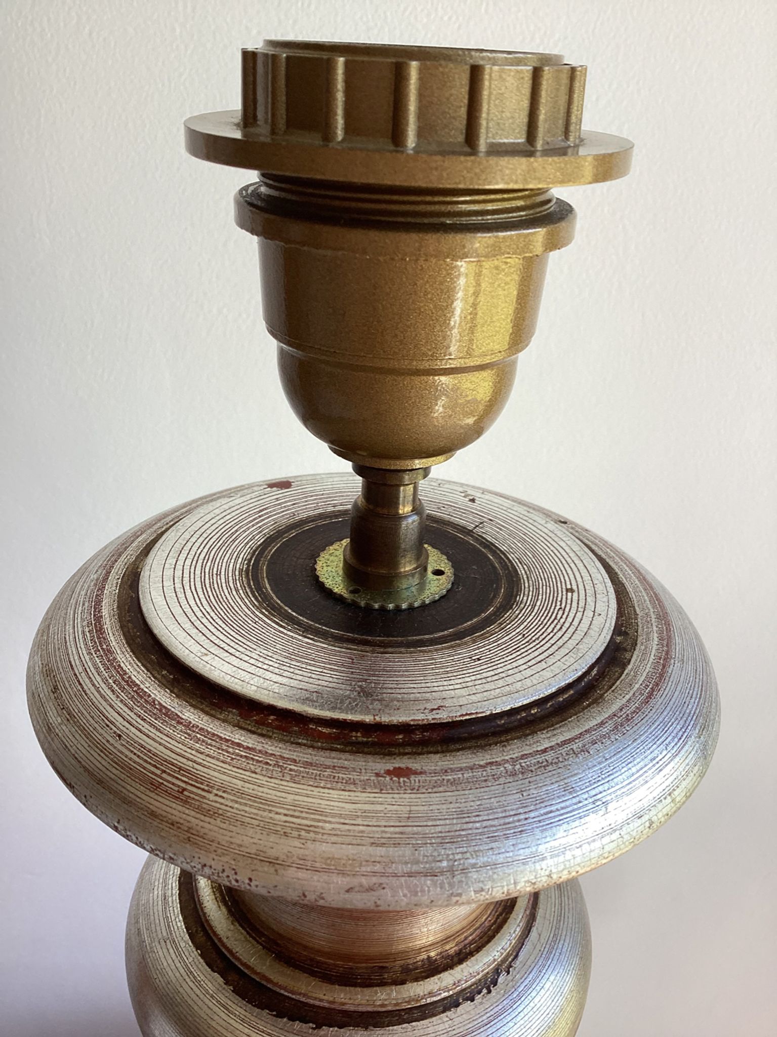 Turned wood lamp base - vintage