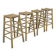 Set of 4 Barstools in Wood and Cane, 1970s
