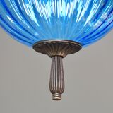 Set of 2 charming vintage Murano blue glass pendant lights, 1960