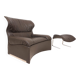 Fauteuil en cuir Saporiti Vela Alta avec pouf par Giovanni Offredi