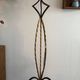 Vintage floor lamp in wrought iron and opaline.