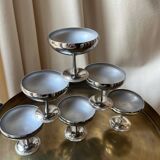 Létang & Rémy ice cream cups – set of 6 – stainless steel – France – 1970s