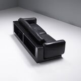 Rare Vintage Gradual lounge sofa in black leather by Cini Boeri for Knoll