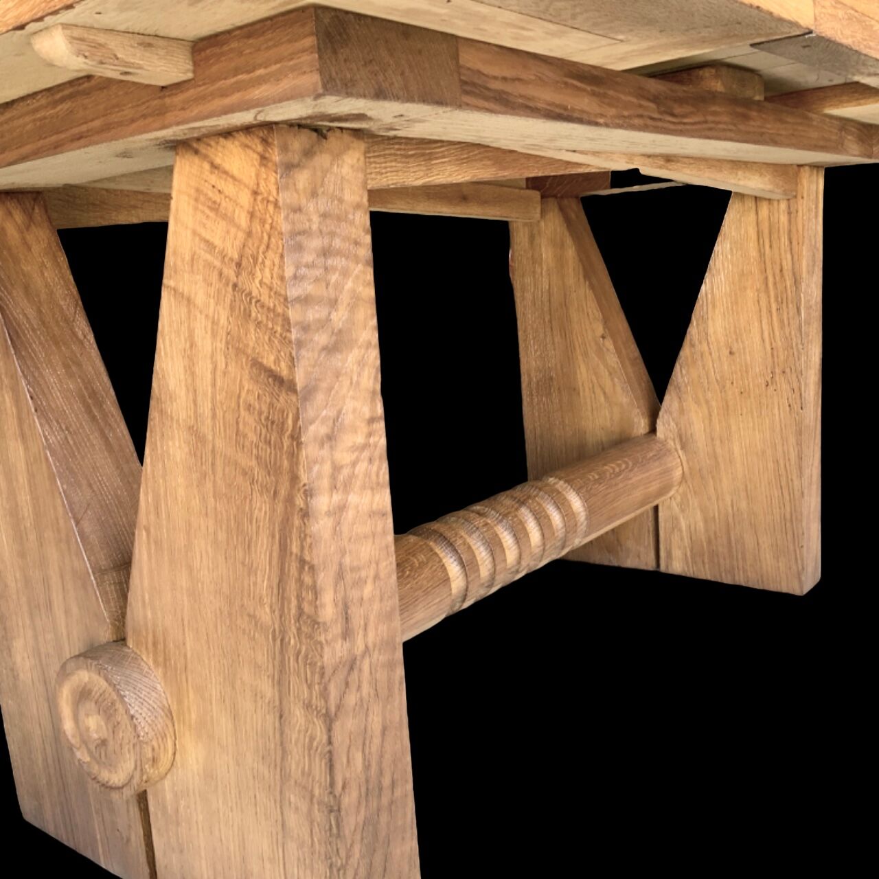 Dining Table with Extensions, 1940s In Solid Oak