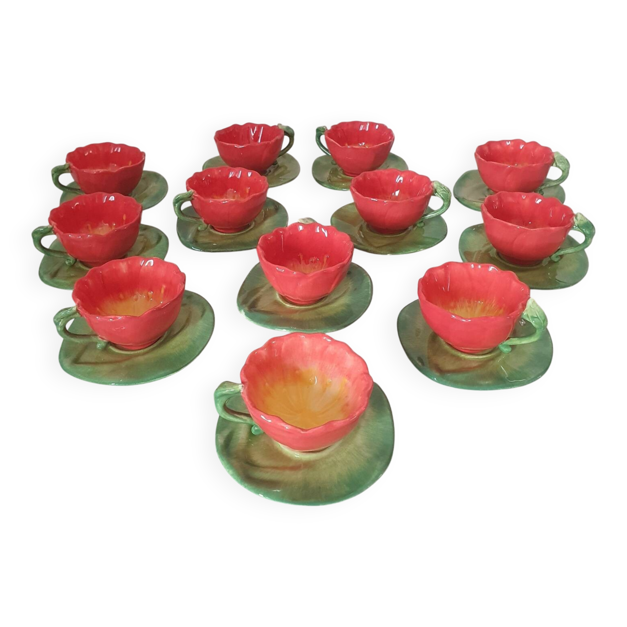 Barbotine flower coffee and tea service