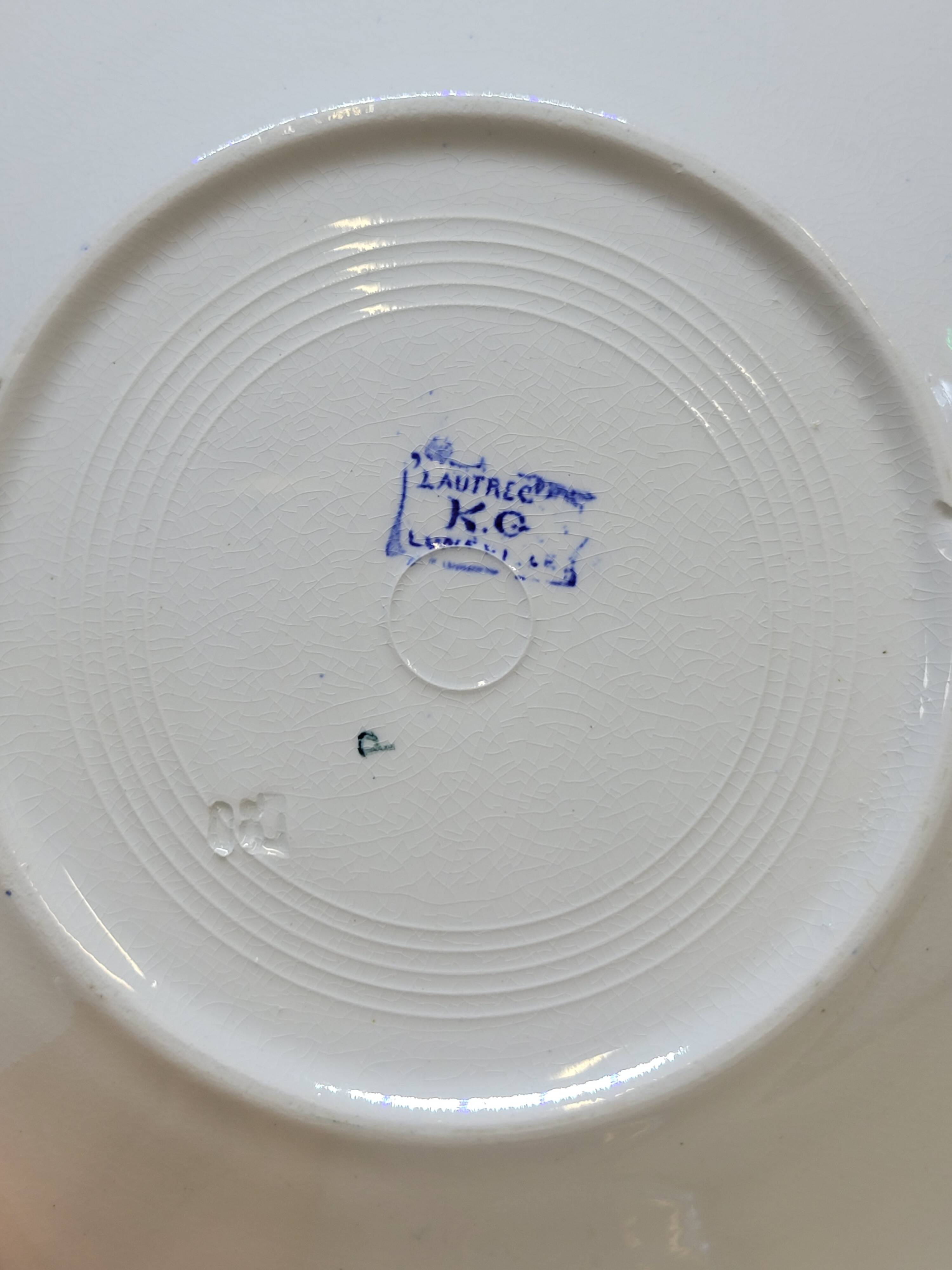 6 Small Flat Plates KG Lunéville Model Lautrec Art Nouveau Decor