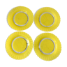 lot de 4 assiettes pétales en verre jaune Made in France années 70