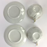 Vintage Mismatched Set of 6 Porcelain Cups and 5 Saucers - Gold