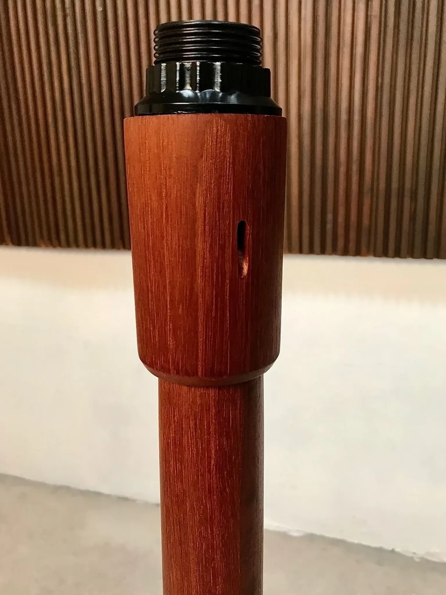 Teak Floor Lamp with Lampshade in Wild Silk, Denmark 1960s
