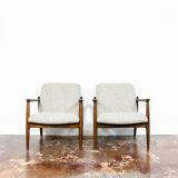 Pair of mid century green gfm64 armchairs by edmund homa, 1960's