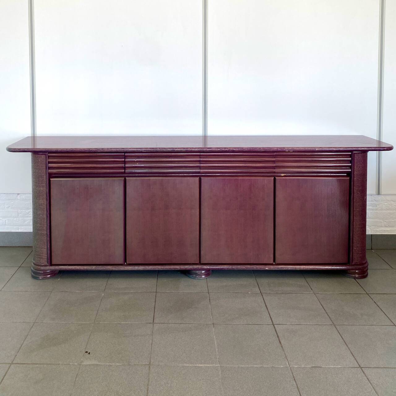 ROBERTI RATTAN PINK/PURPLE SIDEBOARD - ITALY 1990'S