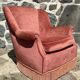 Vintage pink velvet armchair with fringes