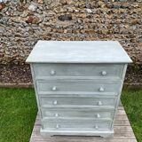 Commode vintage patine blanche