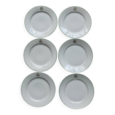 6 assiettes à dessert monogrammées porcelaine de Limoges