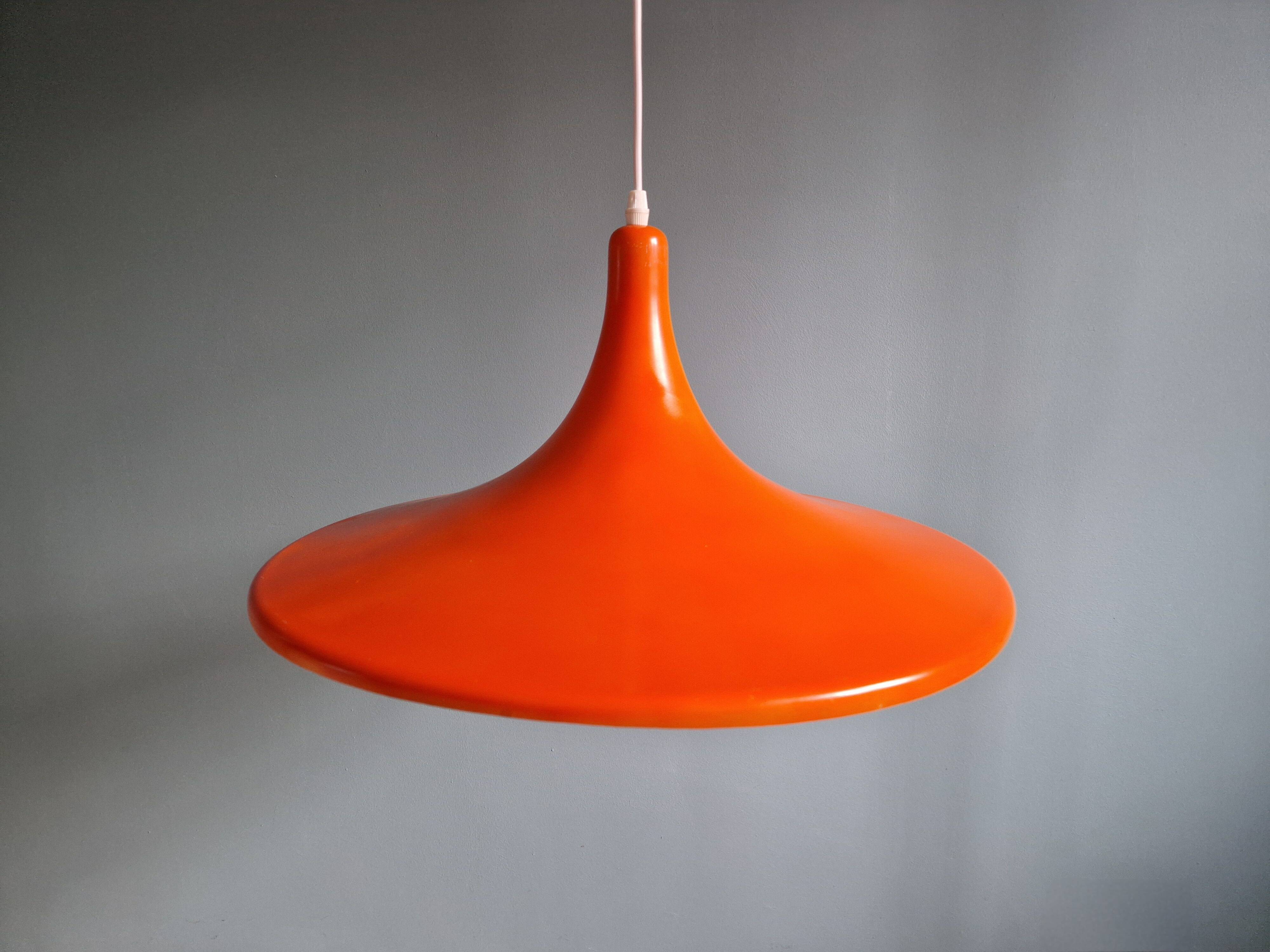 Large vintage orange plastic pendant light