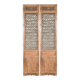 Set of 2 Vietnamese panels with geometric lattice.