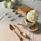 Set of 6 silver-gilt teaspoons, 2nd grade neck brace hallmark, 14 cm, in its box, late 19th century. Early 20th century