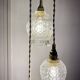 Vintage triple tulip pendant light in molded glass