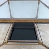 End table in bronze and black opaline glass