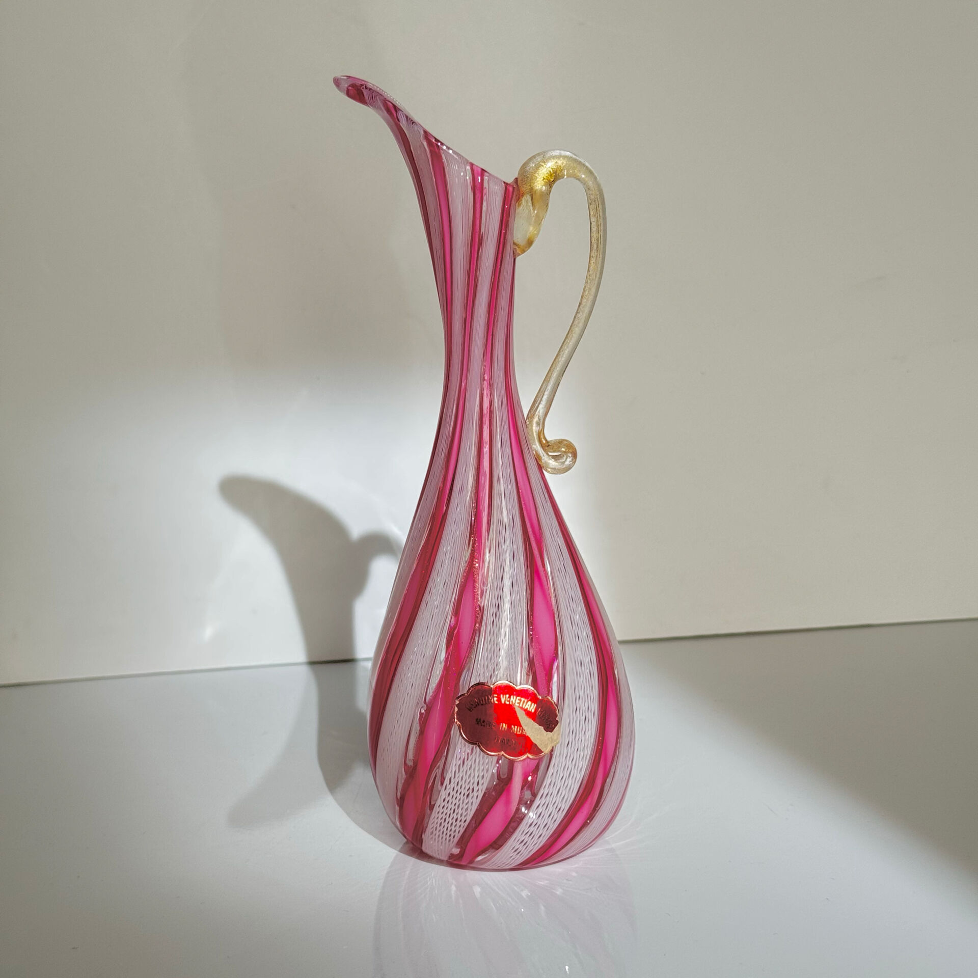 Murano Glass Ewer Vase 1 – Latticino Technique