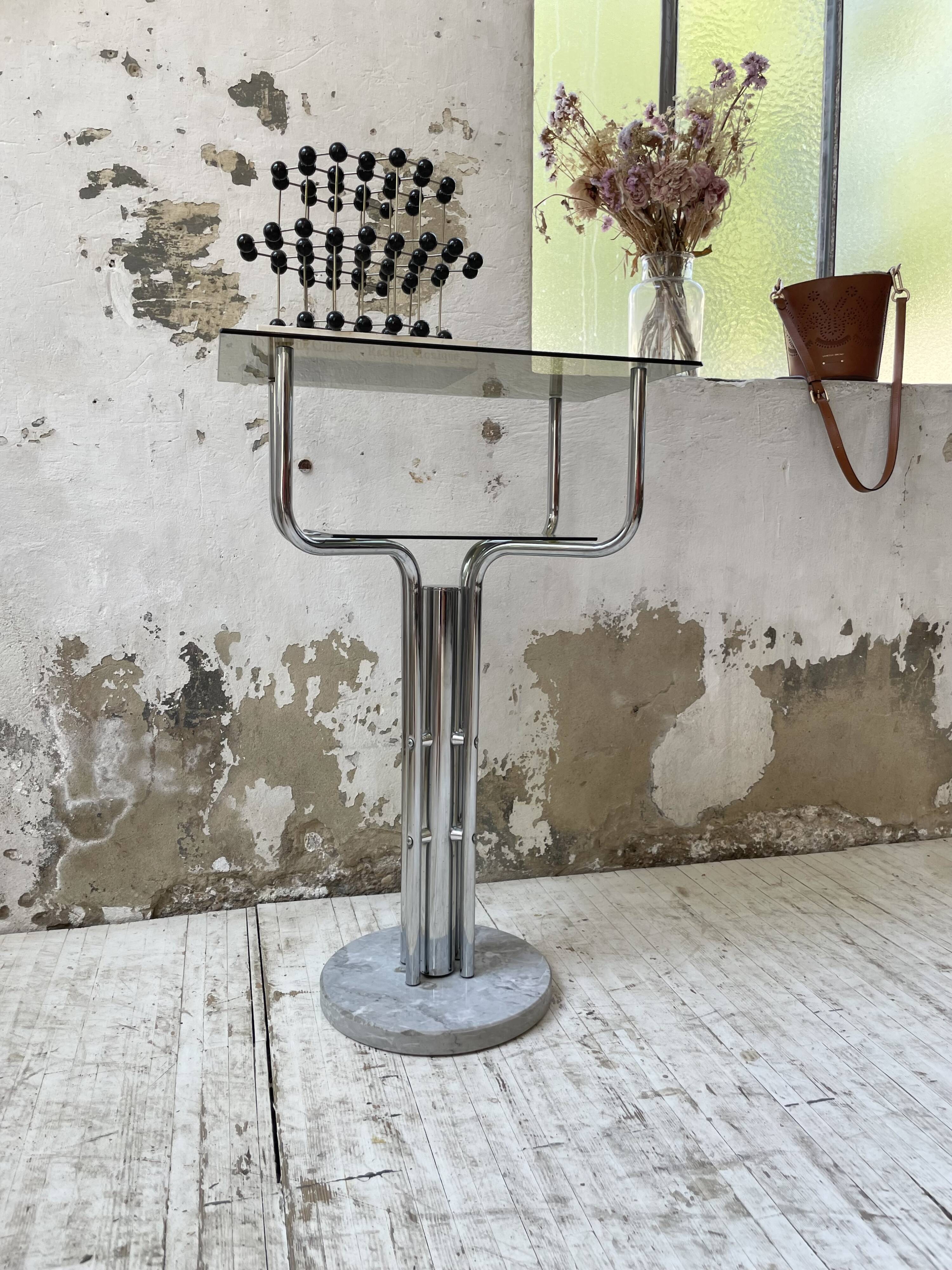 80s glass and marble console